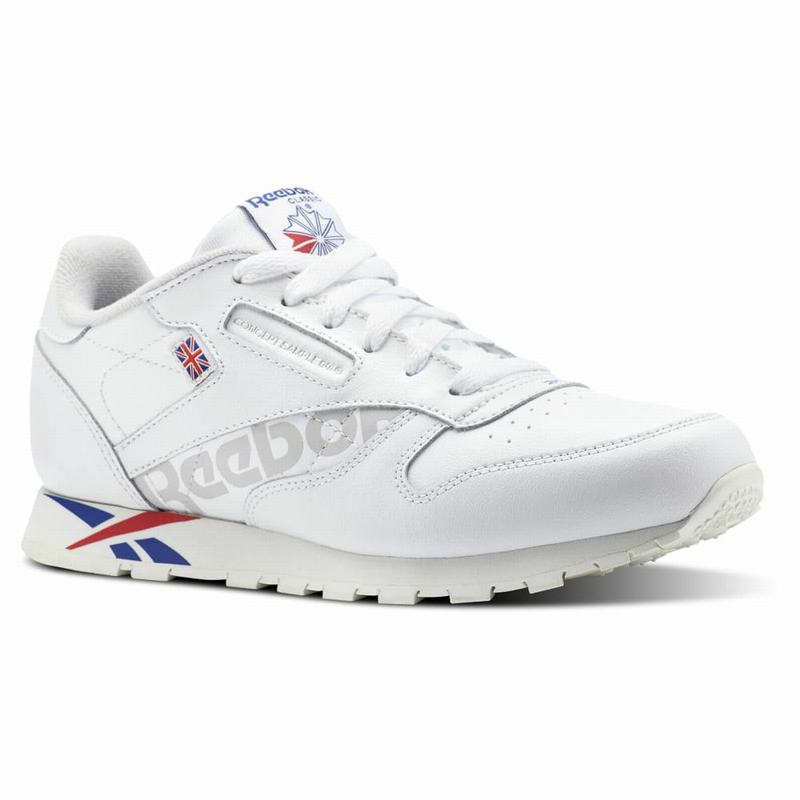 Tenisi Reebok Classic Leather Baieti Albi/Albastru Regal/Rosii Romania WC2340CY